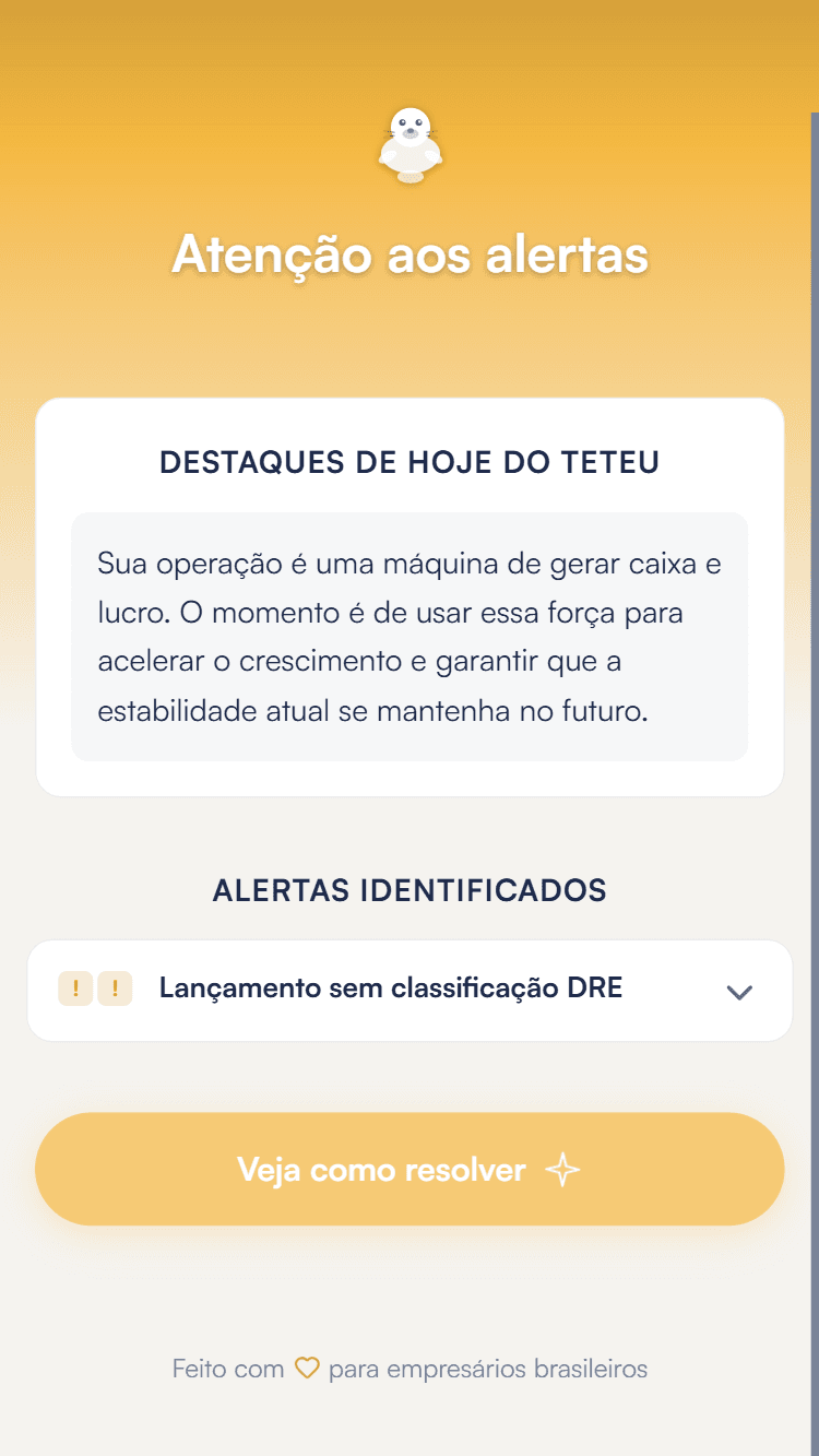 Console TechTeu com alertas do Teteu